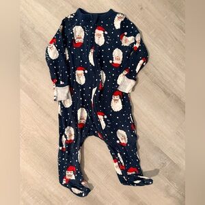 Old Navy Blue Santa Print One-Piece Footie